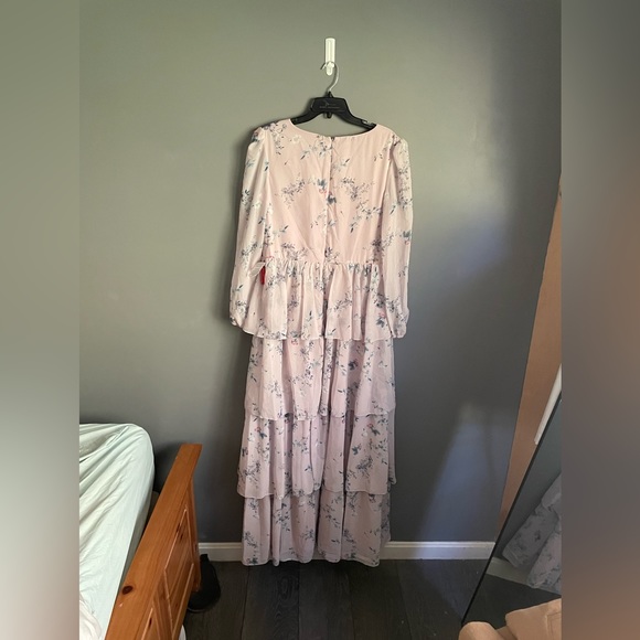 Ieena for Mac Duggal Floral Print V Neck Maxi Dress Womens Size 14 - Picture 4 of 8